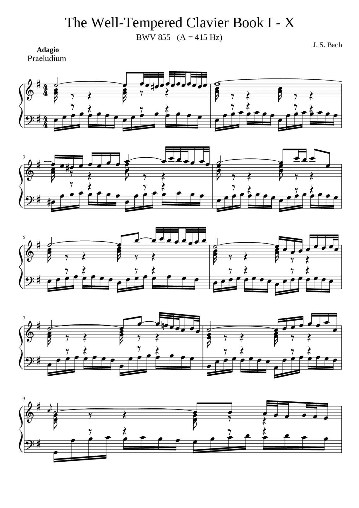 Prelude and Fugue in E minor BWV 855 - Page 1