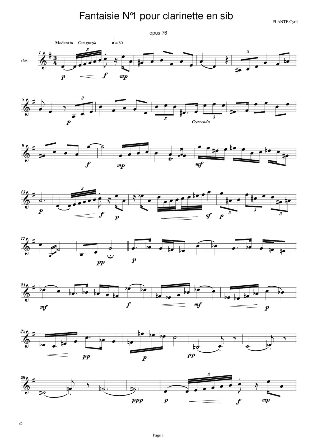 2 Fantasias for Solo Clarinet - Page 1