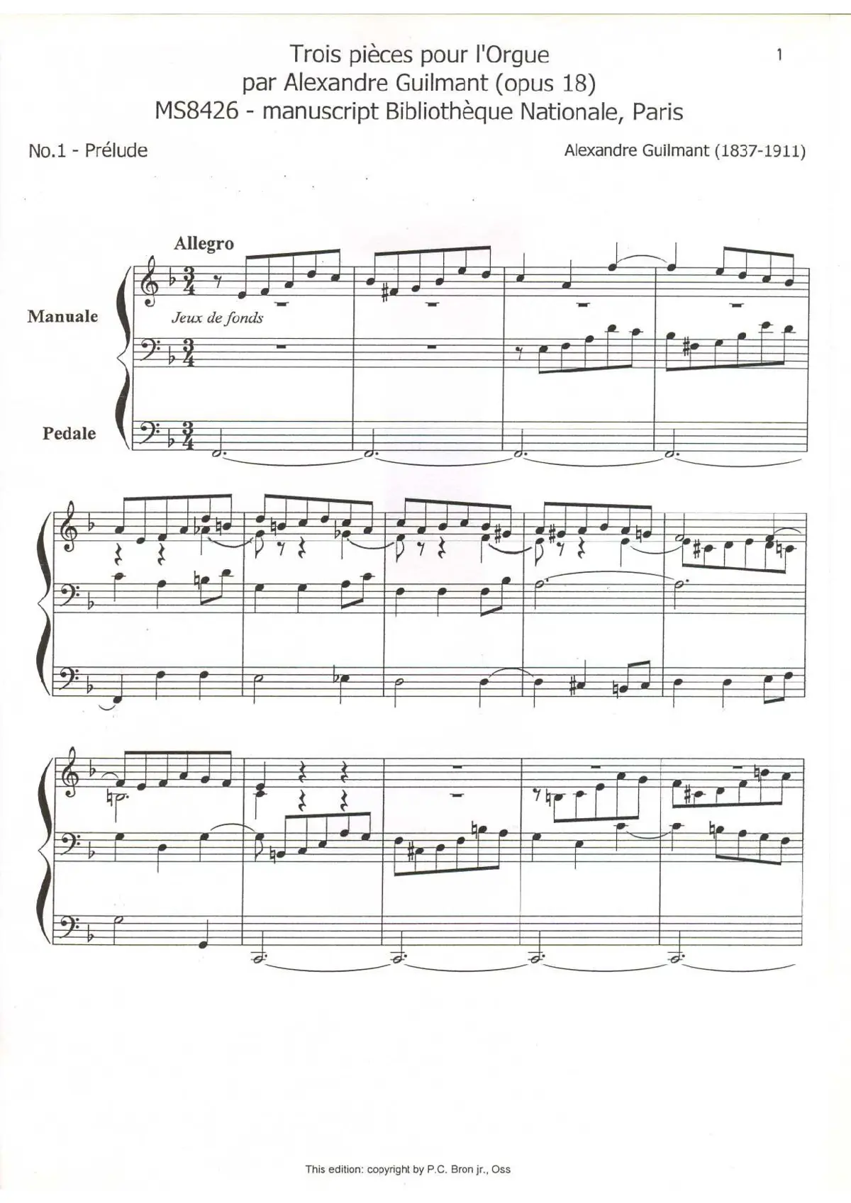 Trois Morceaux d´Orgue, Op.18a - Page 1