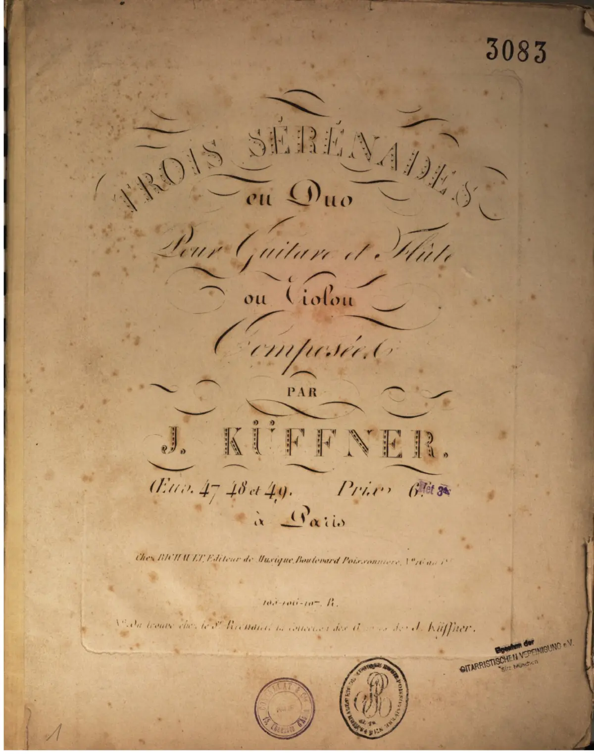 3 Sérénades en Duo pour Guitare et Flûte ou Violon, Op.47,48,49 - Page 1