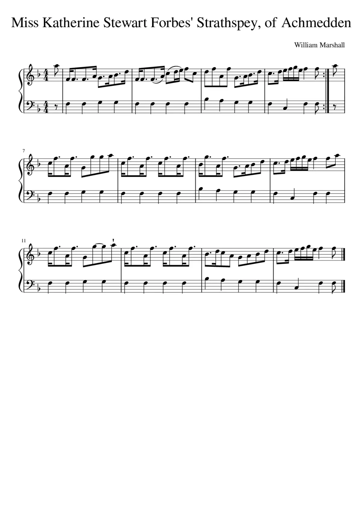 Miss Katherine Stewart Forbes' Strathspey of Achmedden - Page 1