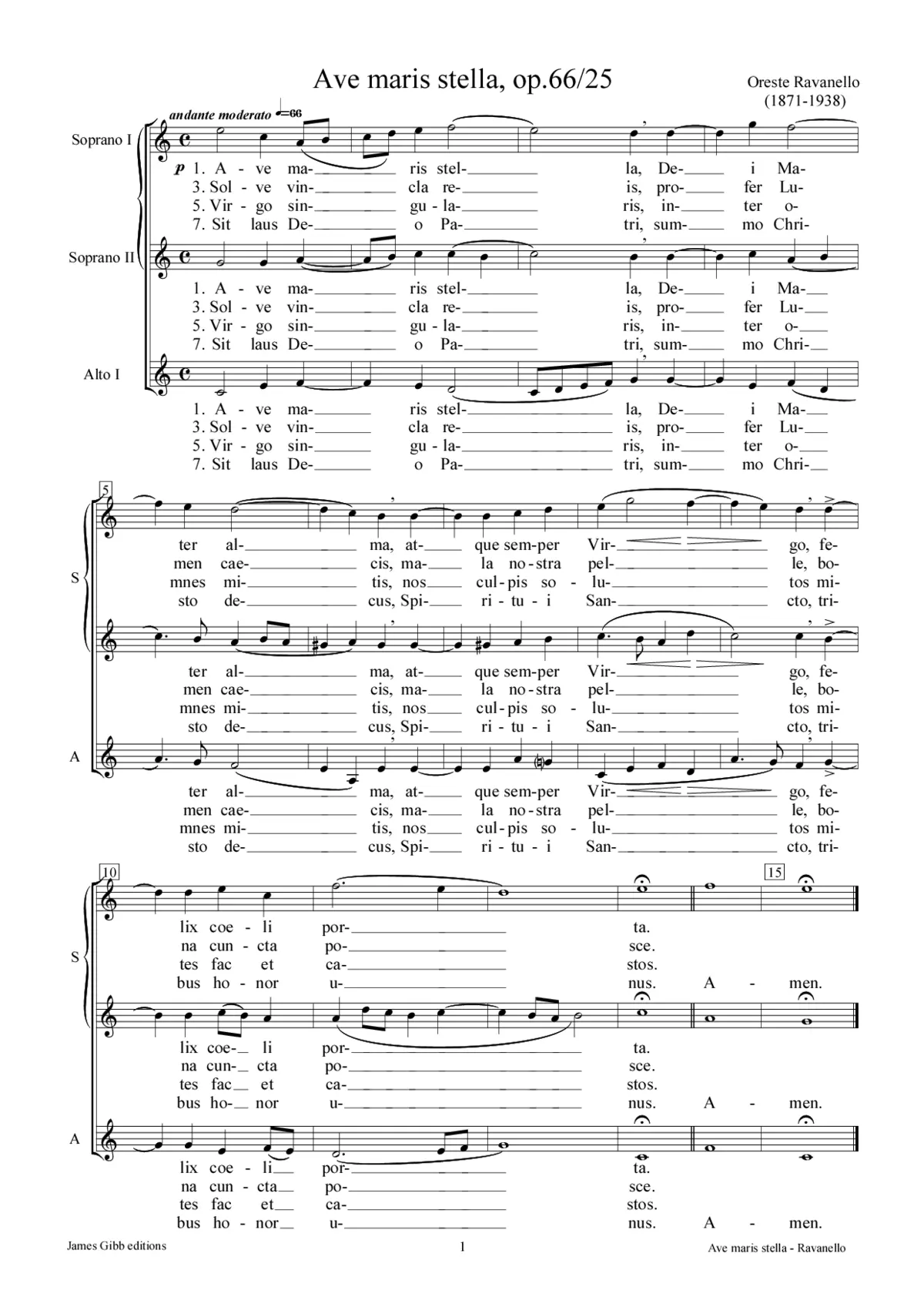 Ave maris stella, op. 66/25 - Page 1