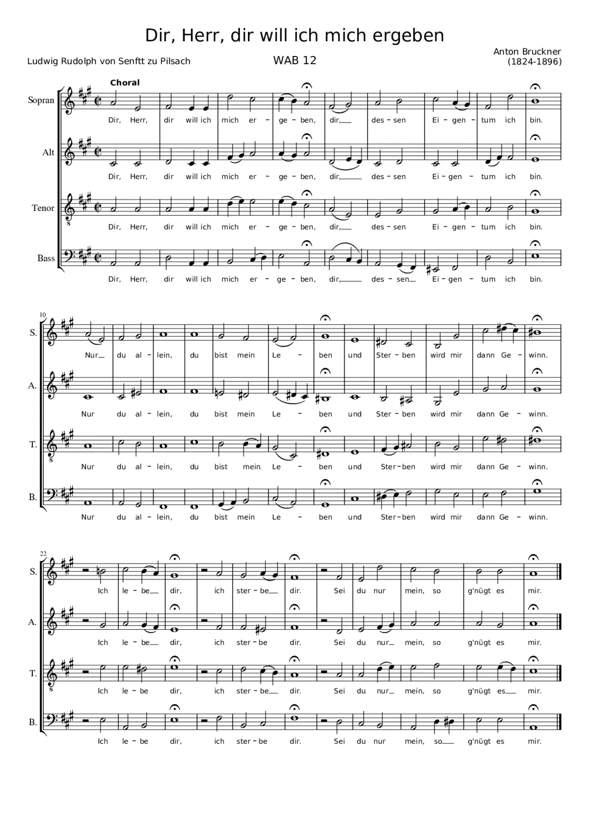 Dir Herr dir will ich mich ergeben WAB 12 - Page 1