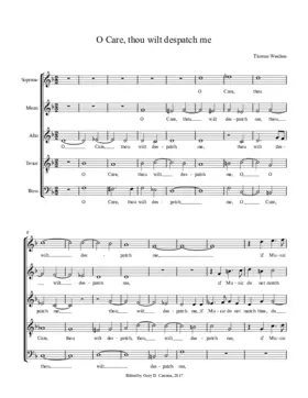 O Care, thou wilt despatch me