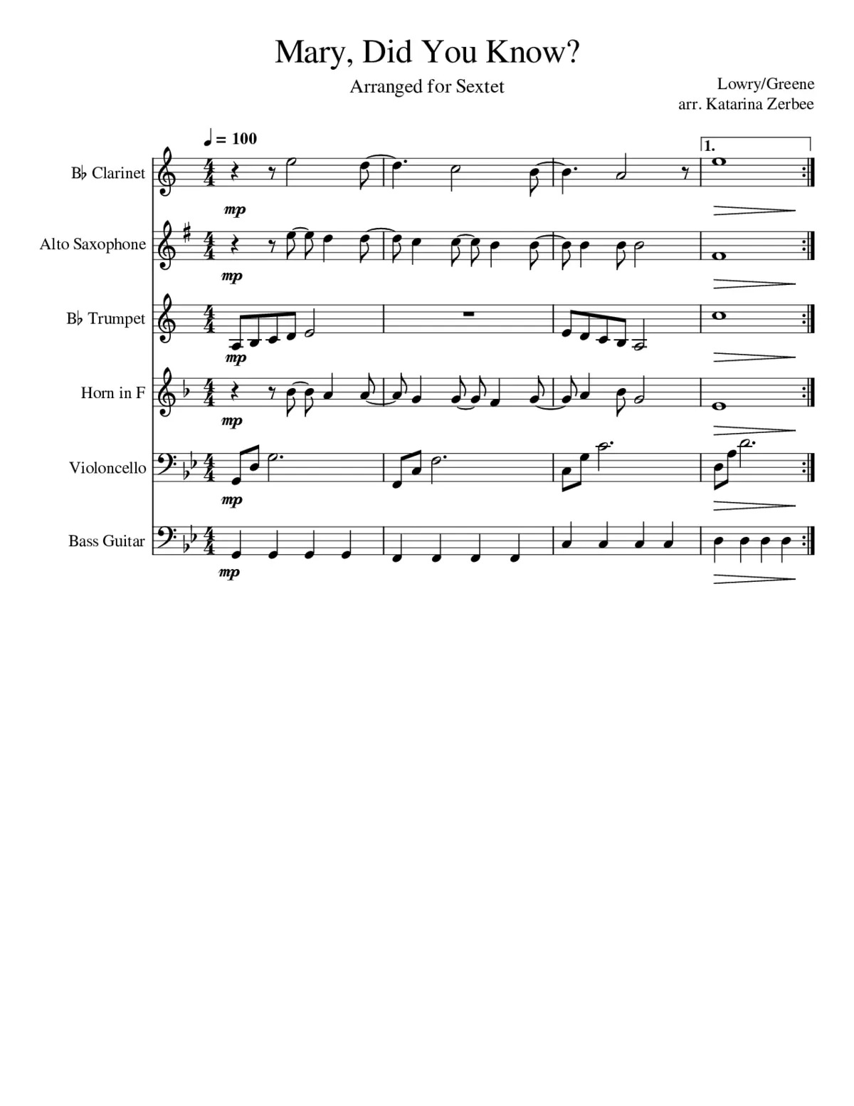 Mary Did You Know? - Page 1