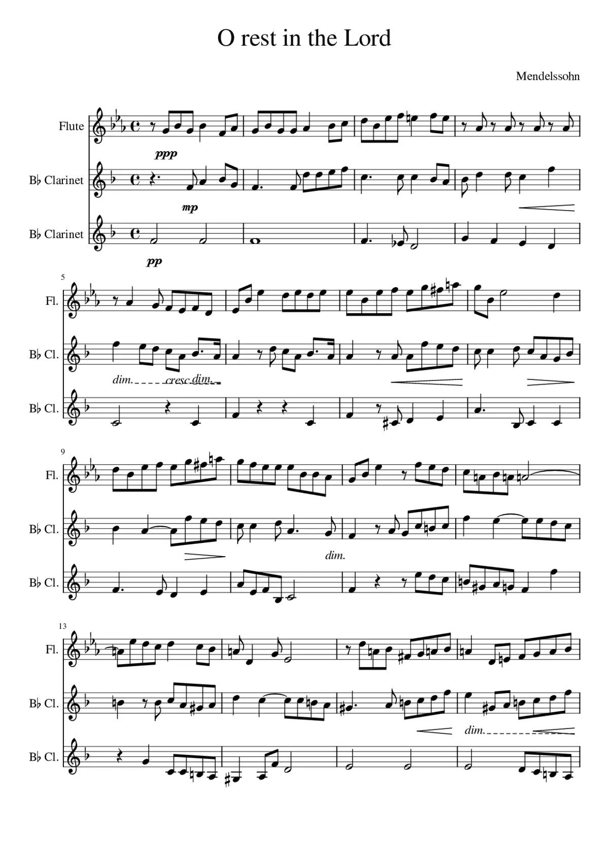 O rest in the Lord wait patiently for him (Mendelssohn) - Page 1