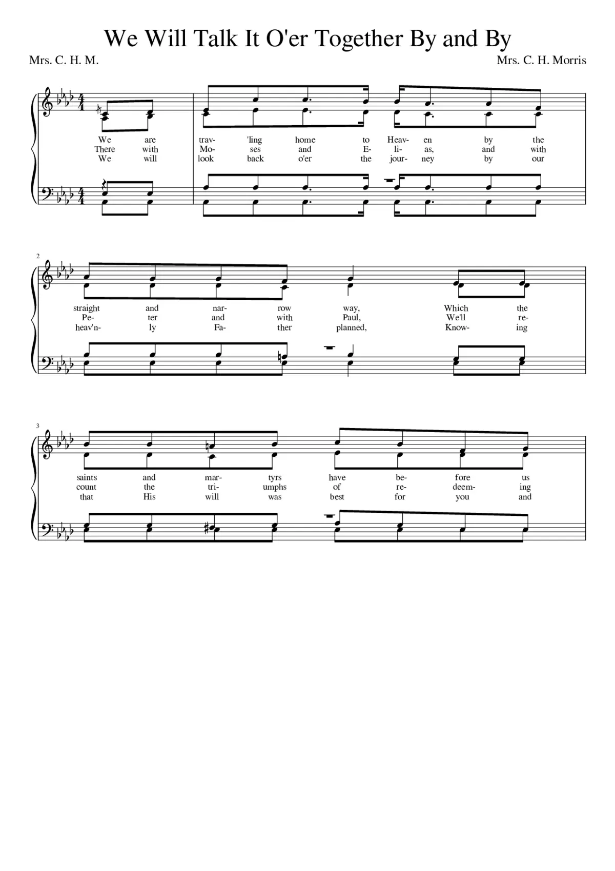 We are traveling home to Heaven by the straight and narrow way (Morris) - Mrs. C. H. Morris - Page 1