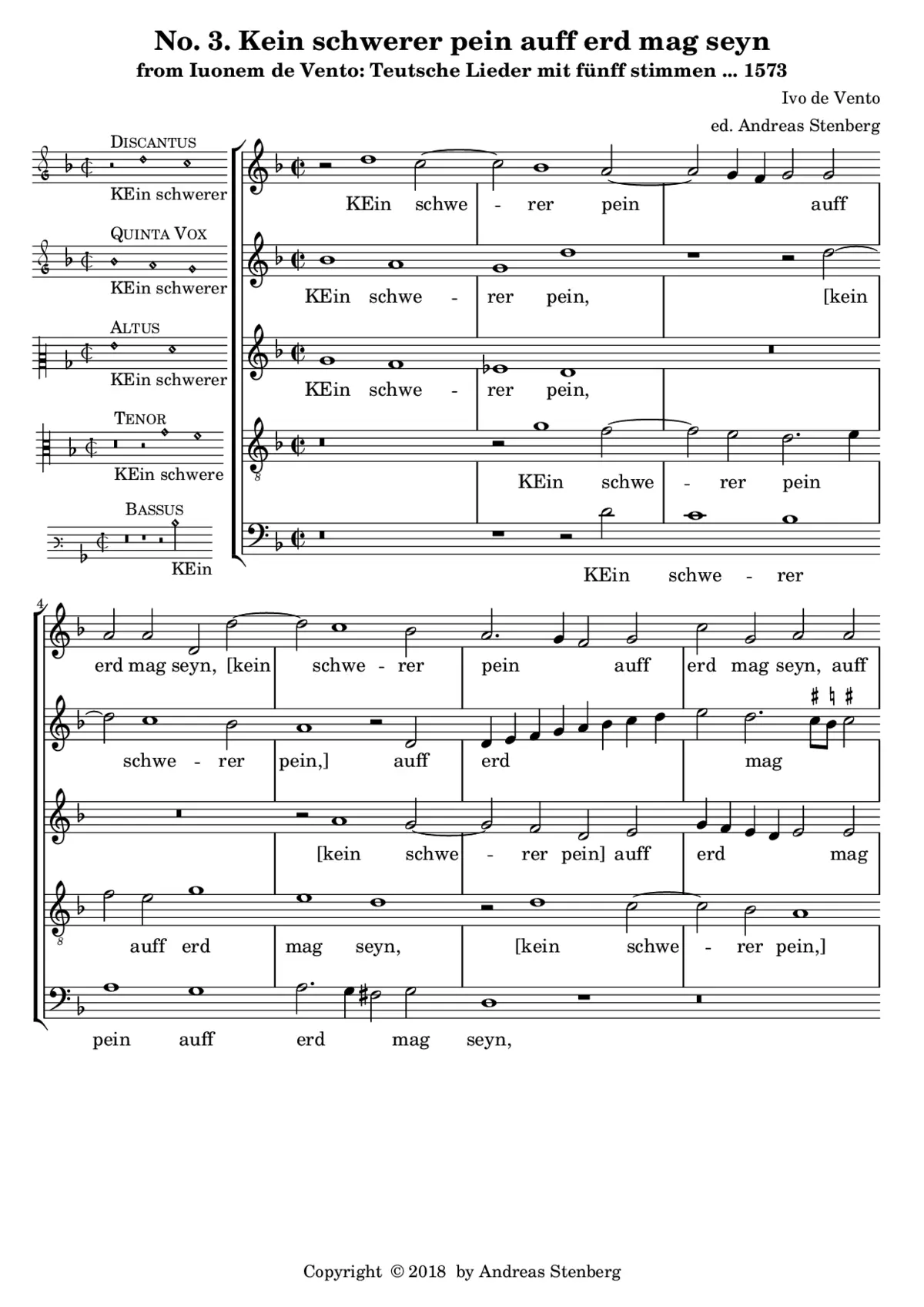 Kein schwerer pein/ Mag hertz lieb nit verhalten dir - Page 1