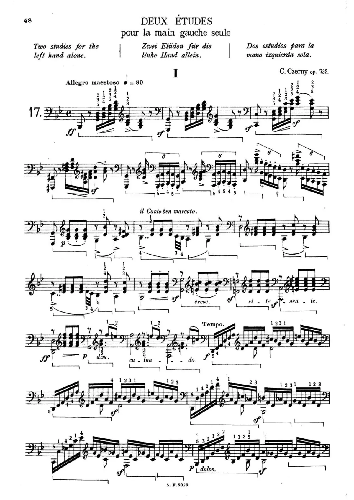 Deux Études pour la Main Gauche Seule, Op.735 - Page 1