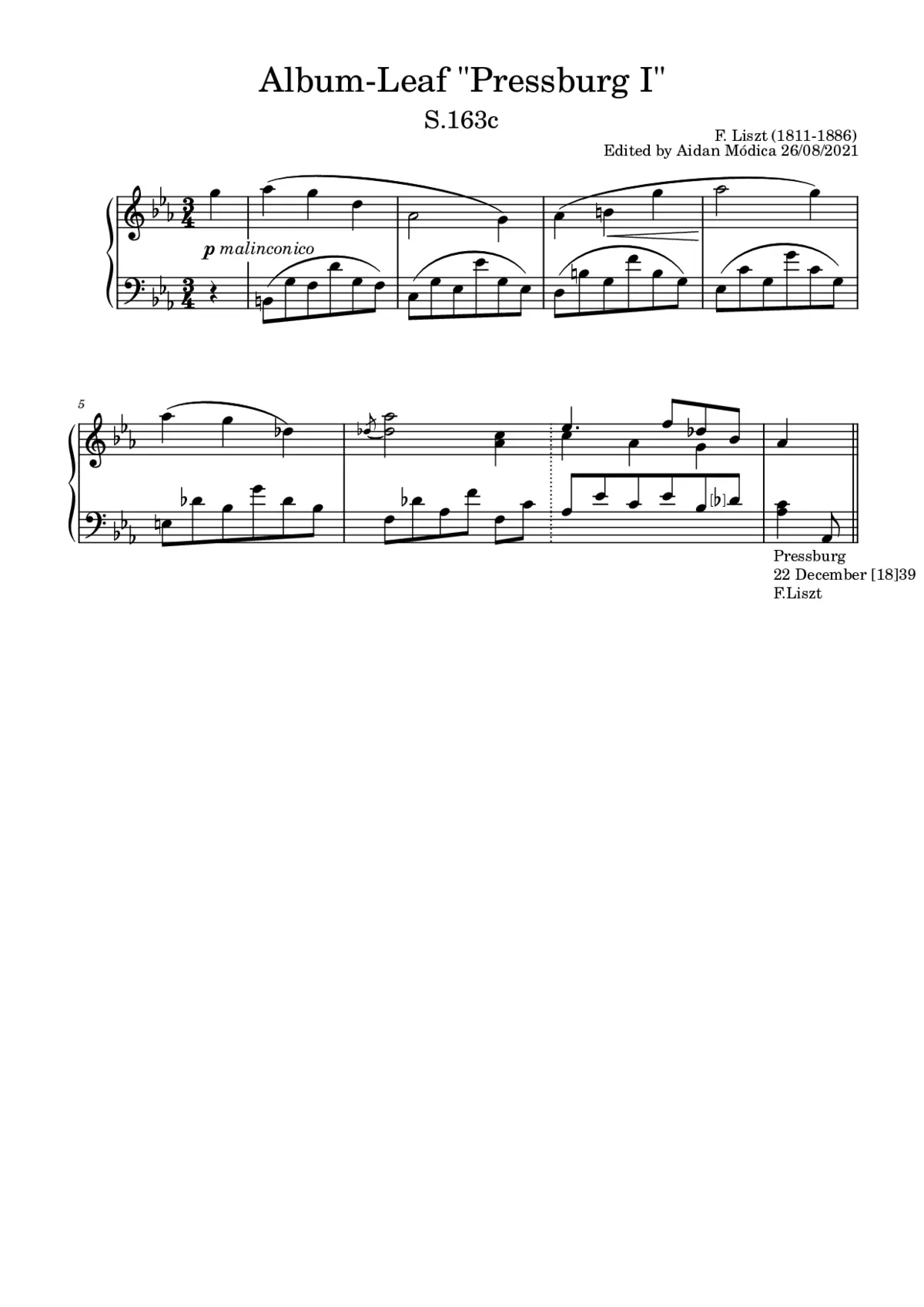 Album-Leaf 'Pressburg I' - Page 1