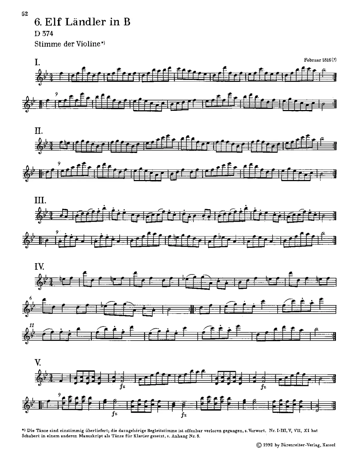 11 Ländler in B-flat major - Page 1