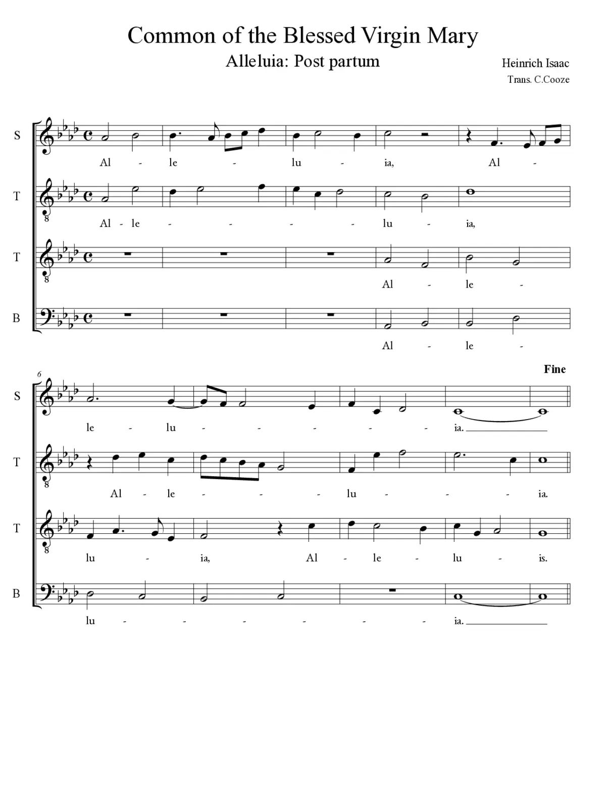 Alleluia: Post partum virgo inviolata - Page 1