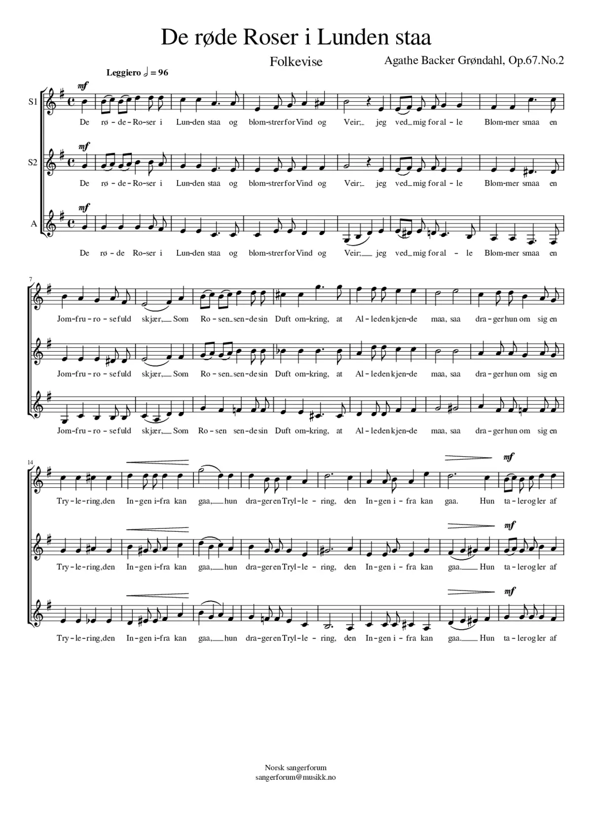 De røde Roser i Lunden staa - Page 1