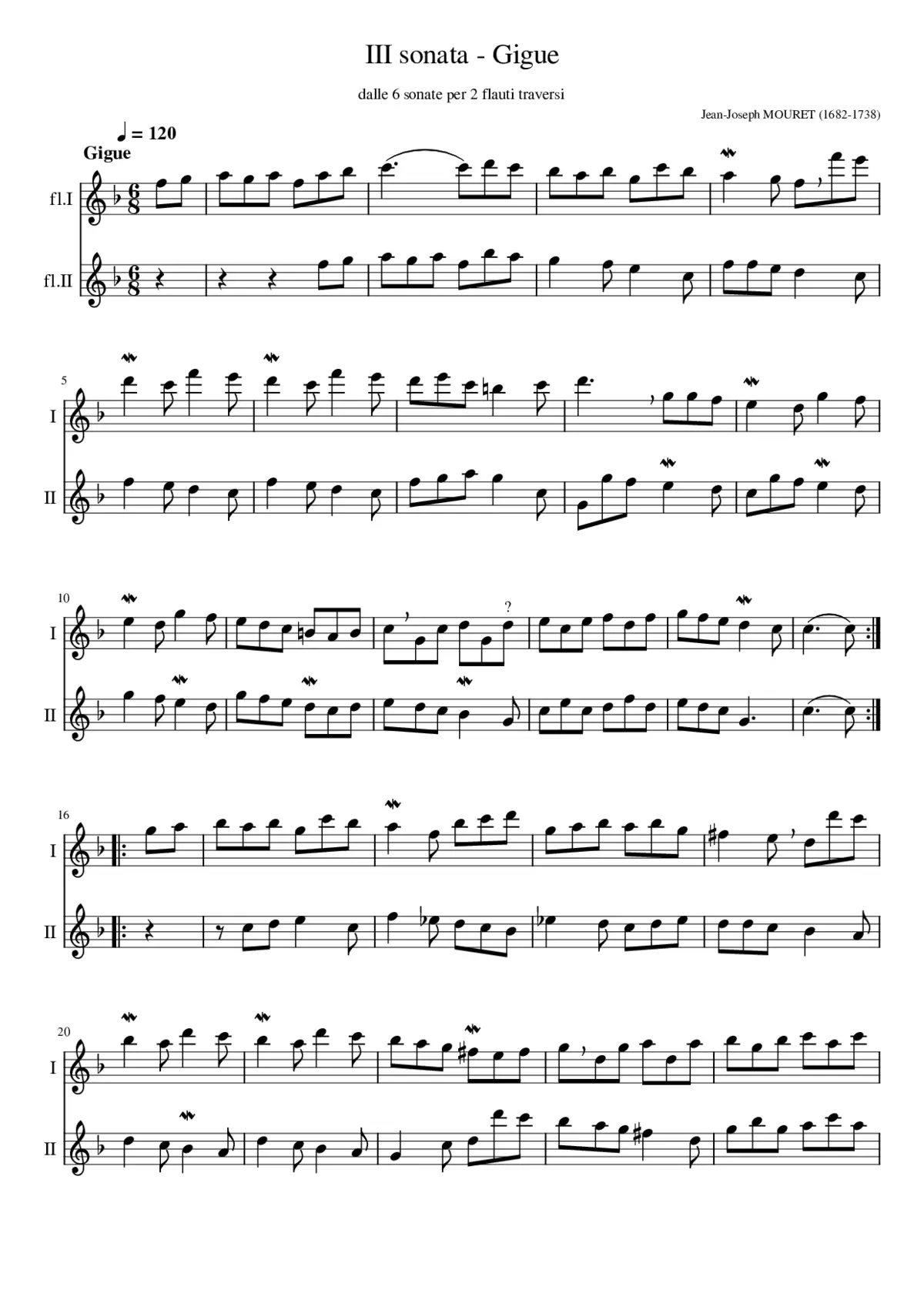 6 Sonatas for 2 Flutes - Page 1