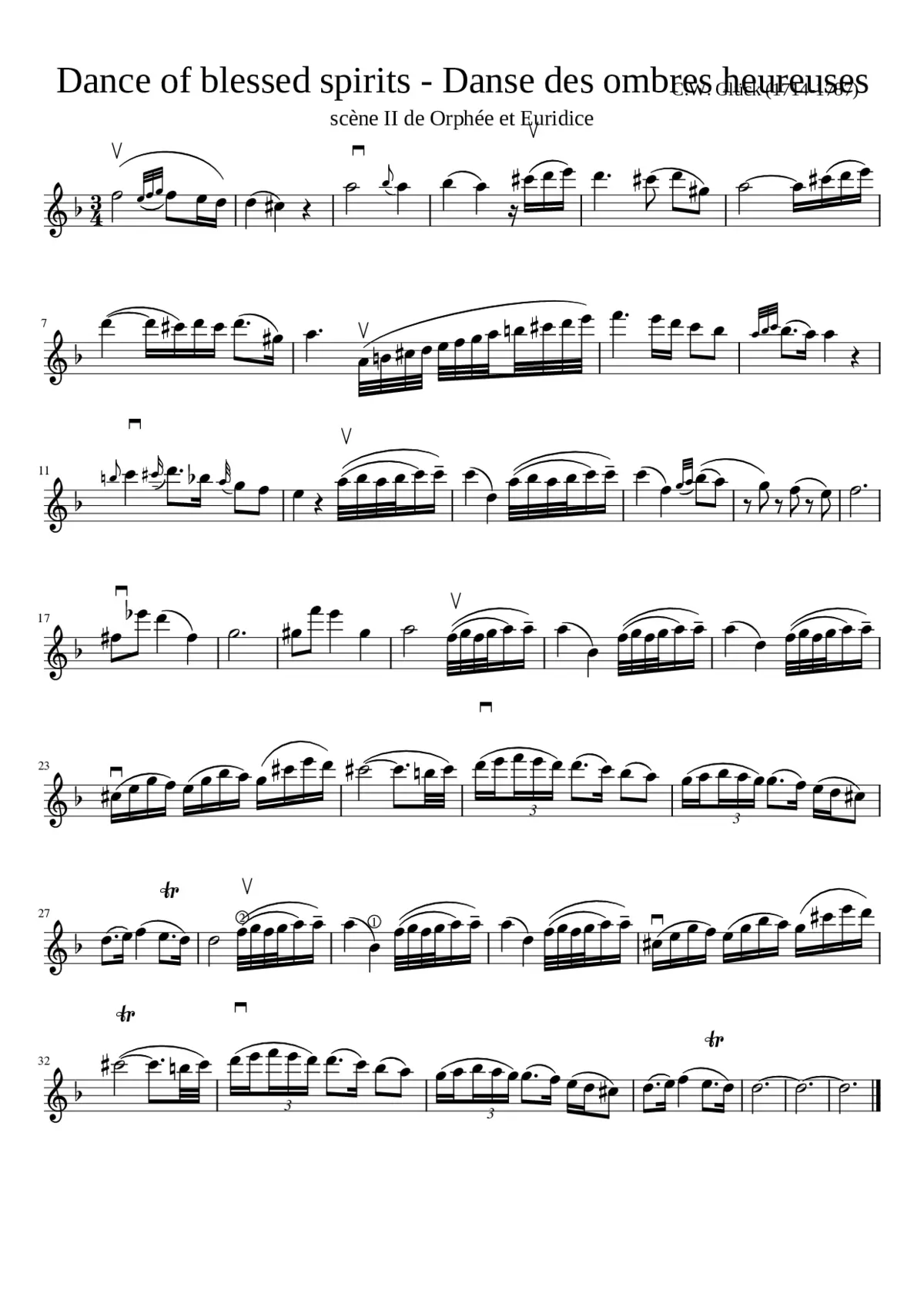 GLUCK Danced of blessed spirits - Danse des ombres heureuses - Page 1