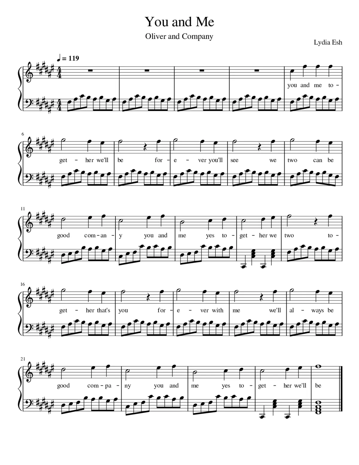 Oliver & Company - You And Me - Page 1