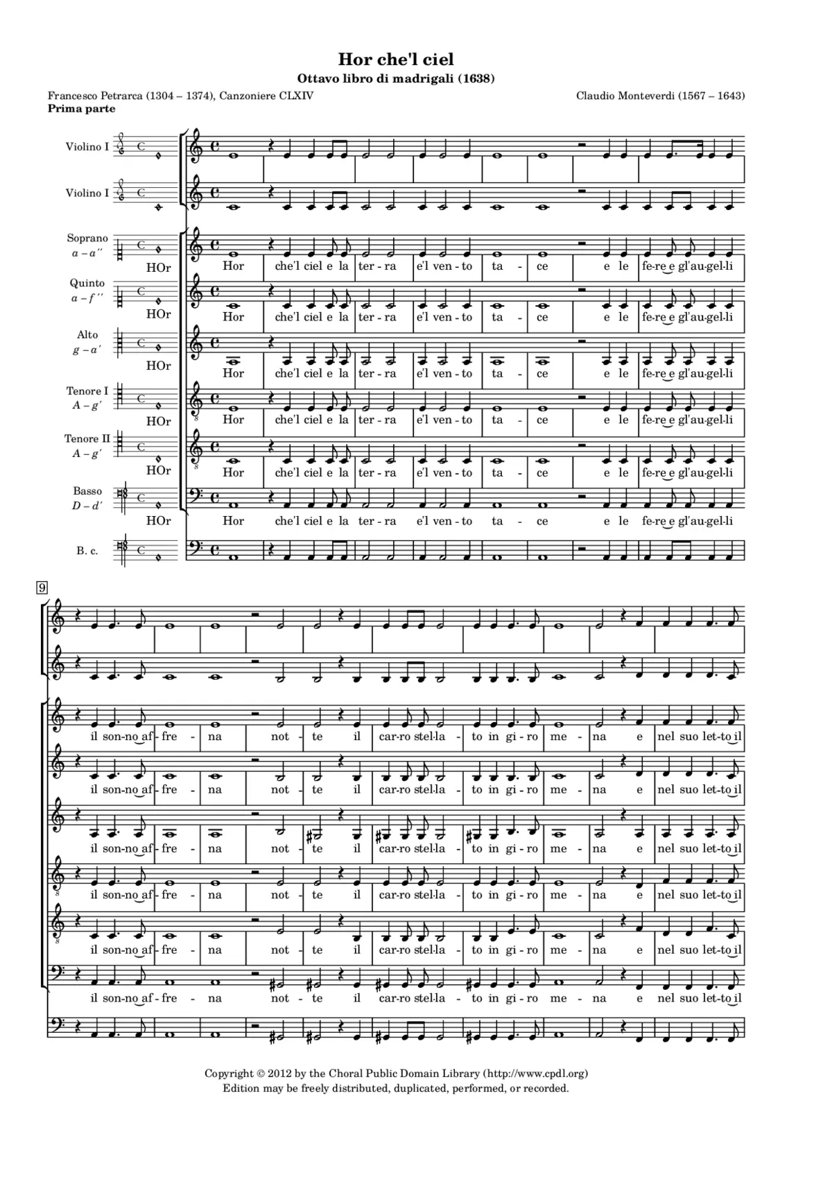 Hor che'l ciel e la terra - Page 1