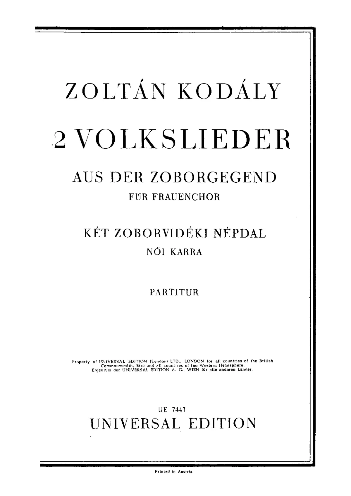 Két zoborvidéki népdal - Page 1