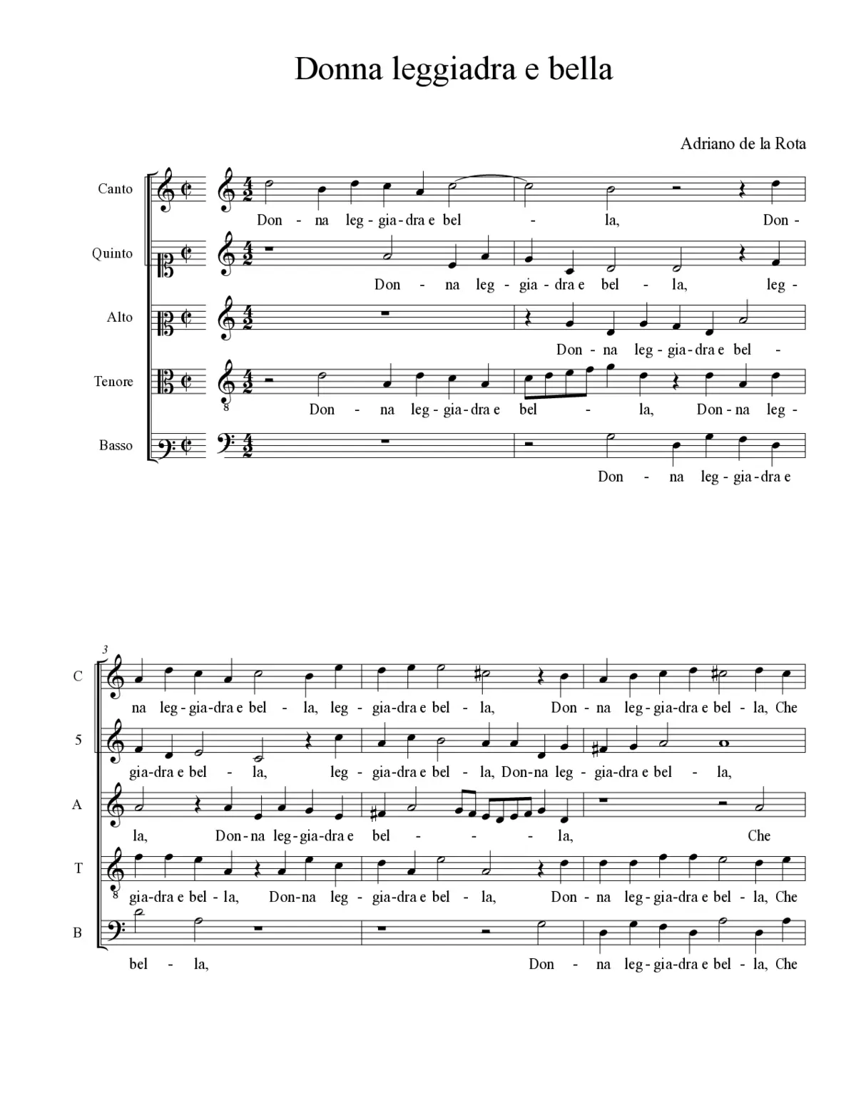 Donna leggiadra e bella - Page 1