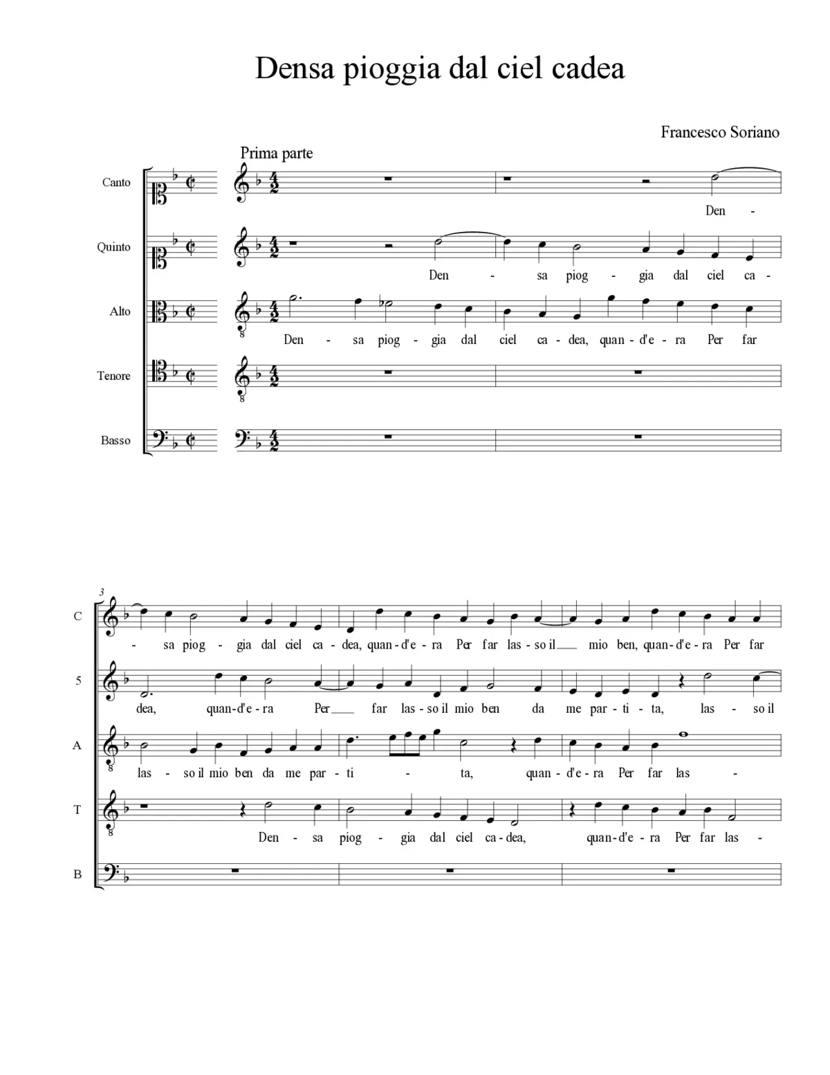 Densa pioggia dal ciel cadea - Page 1