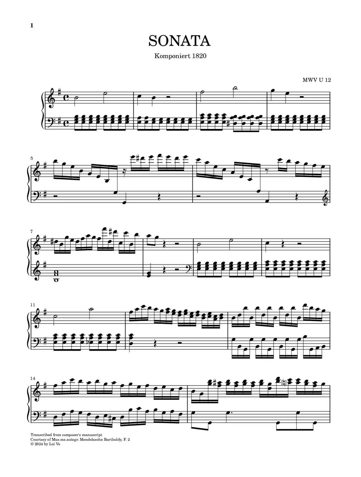 Piano Sonata in E minor - Page 1