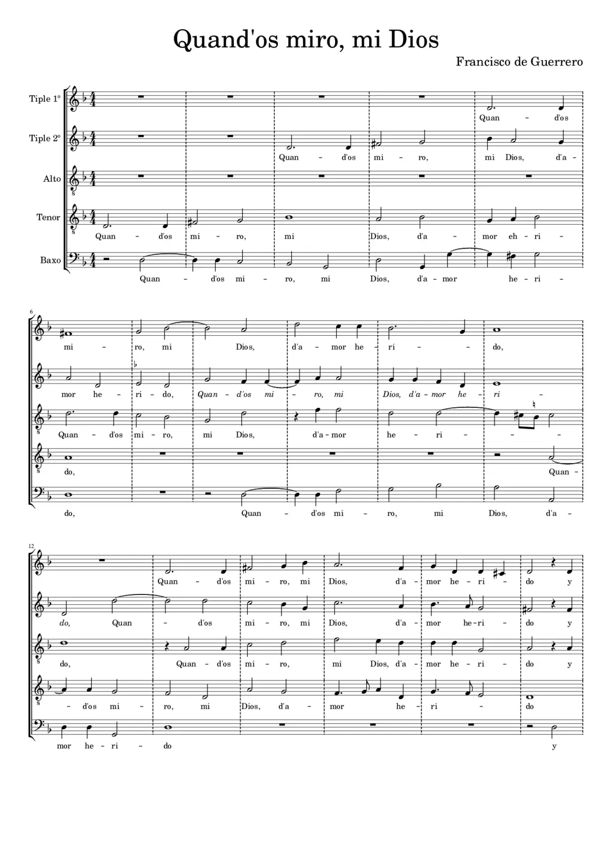 Quand'os miro mi Dios - Page 1