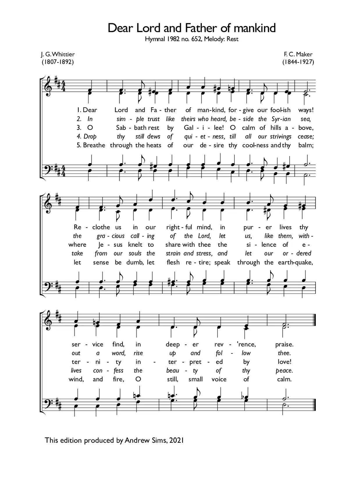 Dear Lord and Father of mankind - Page 1