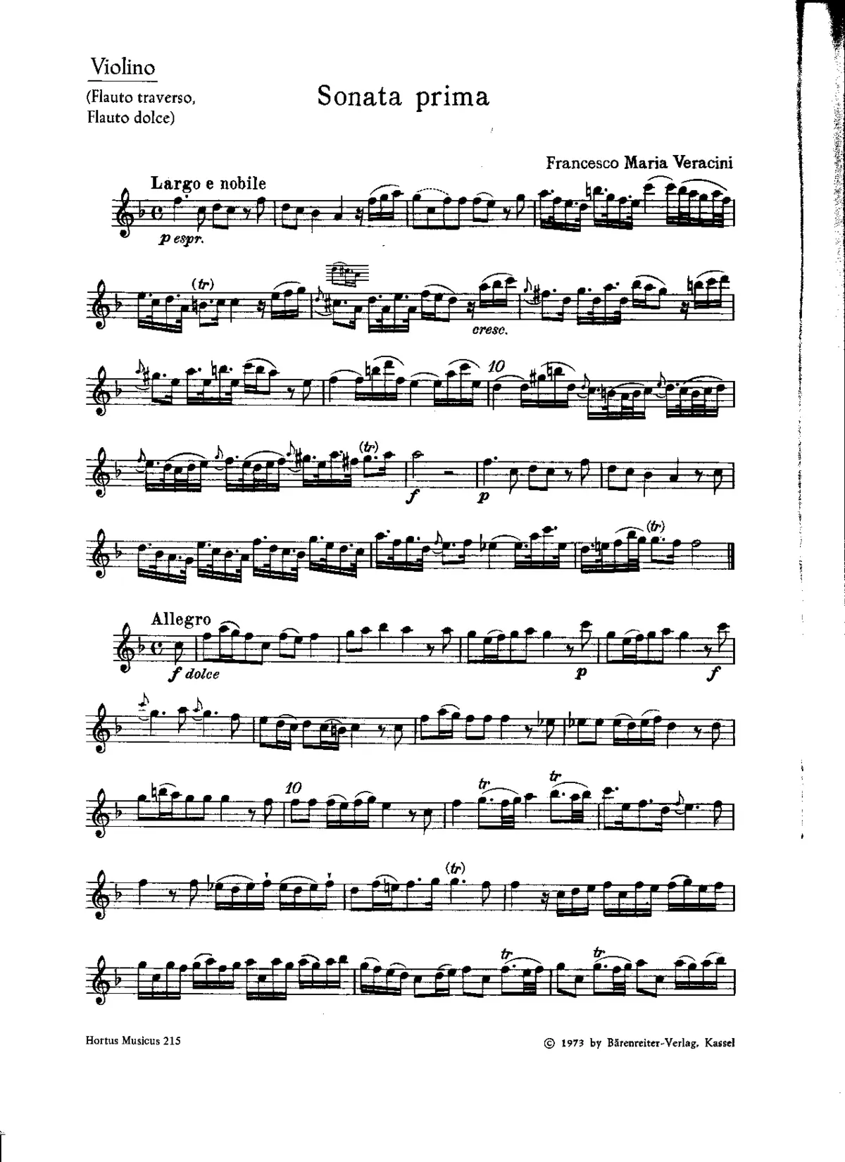 12 Sonate a violino o flauto solo e basso - Page 1