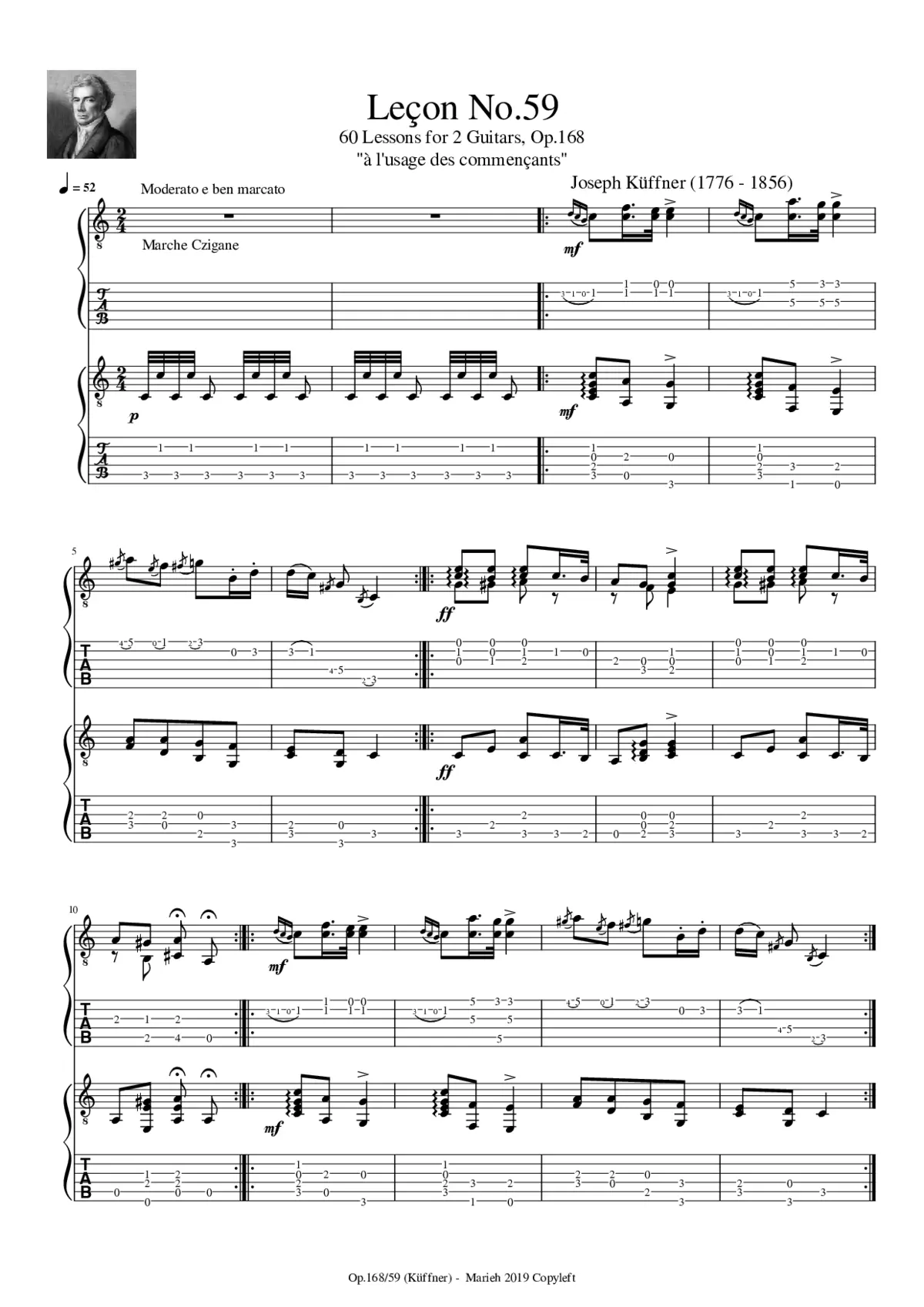 60 Lessons for 2 Guitars Op.168 - Page 1