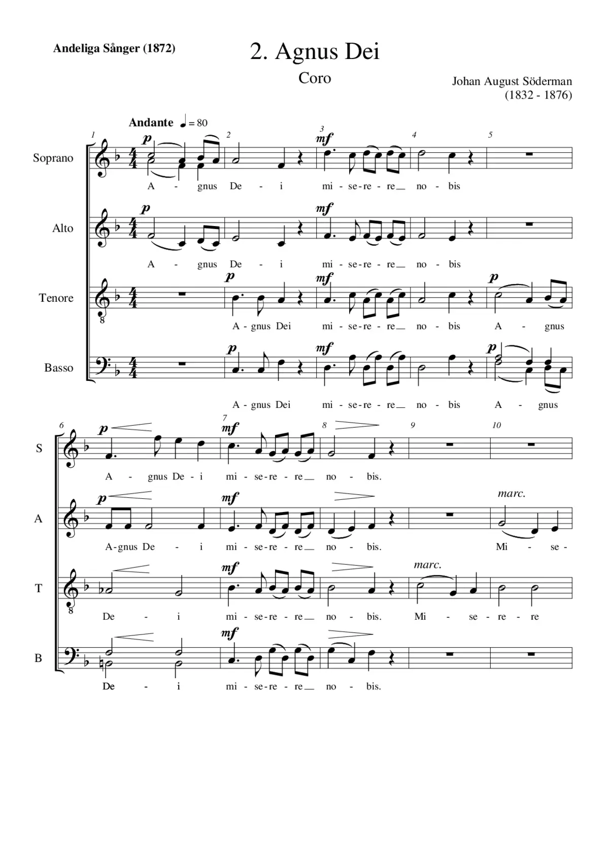 Agnus Dei (No. 2 from 'Andliga sånger') - Page 1