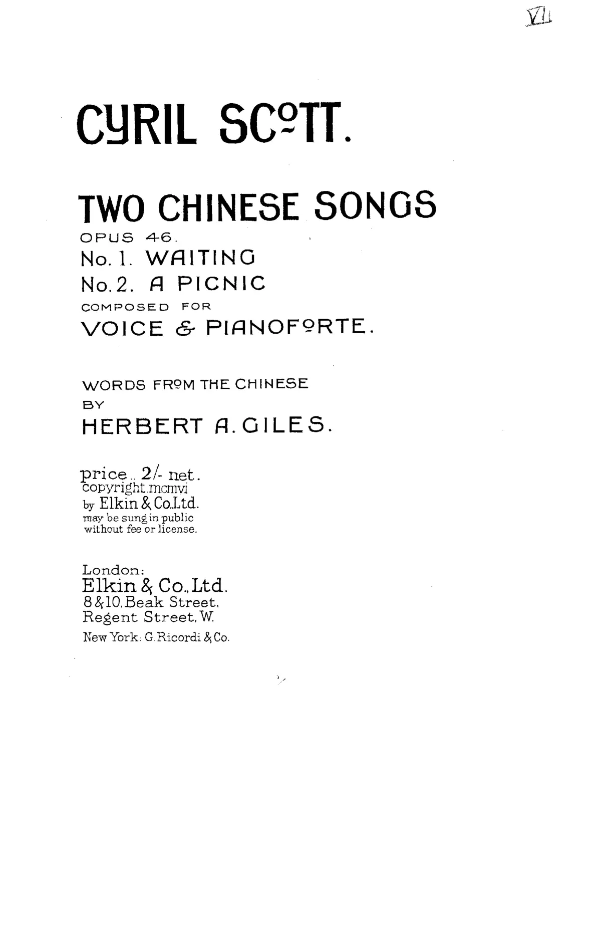 2 Chinese Songs - Page 1
