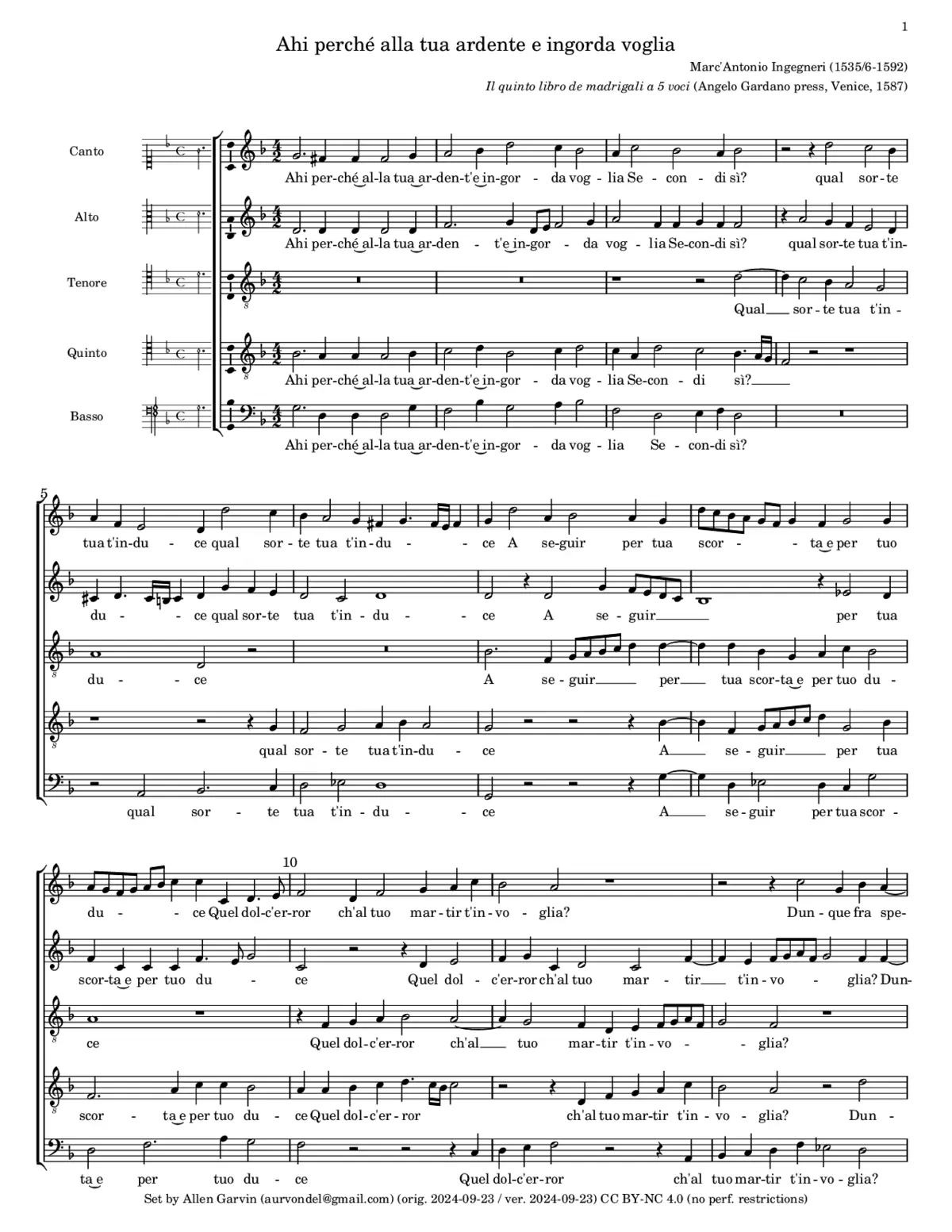 Ahi perché alla tua ardente e ingorda voglia - Page 1
