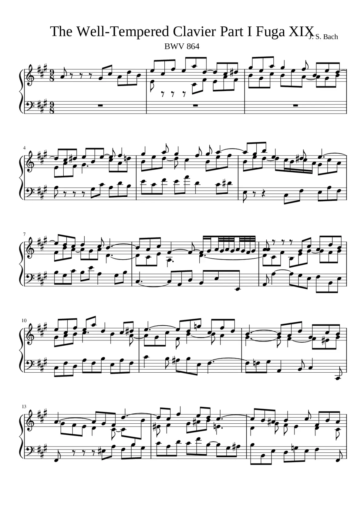 Prelude and Fugue in A major BWV 864 - Page 1
