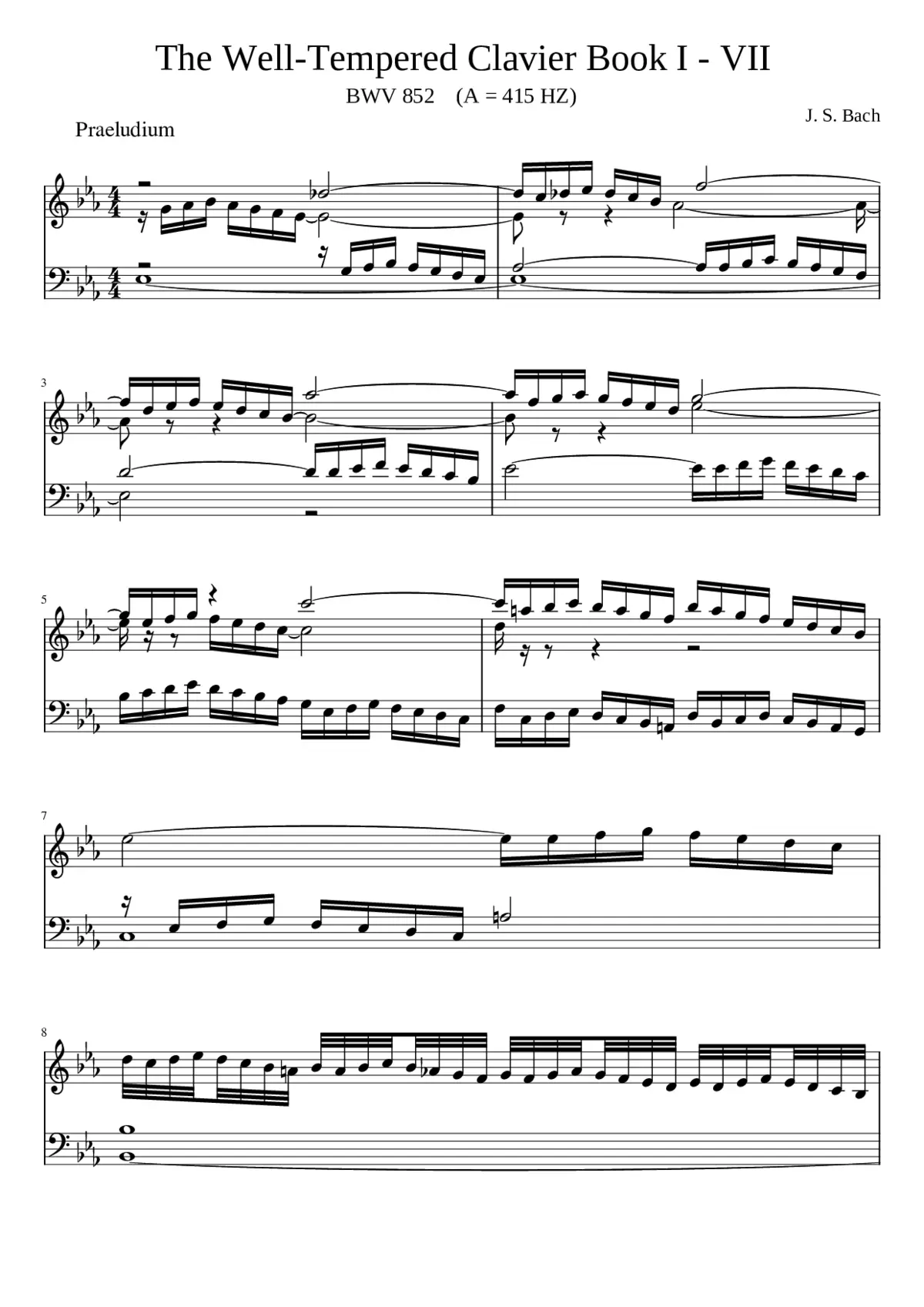 Prelude and Fugue in E-flat major BWV 852 - Page 1