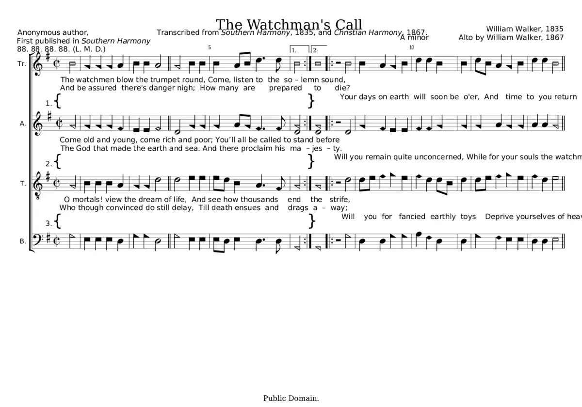 The Watchman's Call - William Walker - Page 1