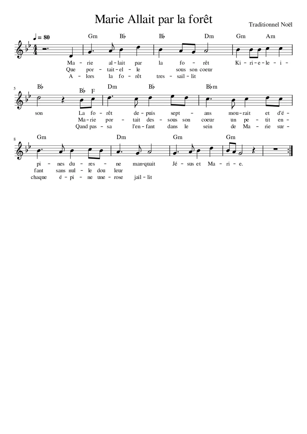 Marie allait par la forêt - Page 1