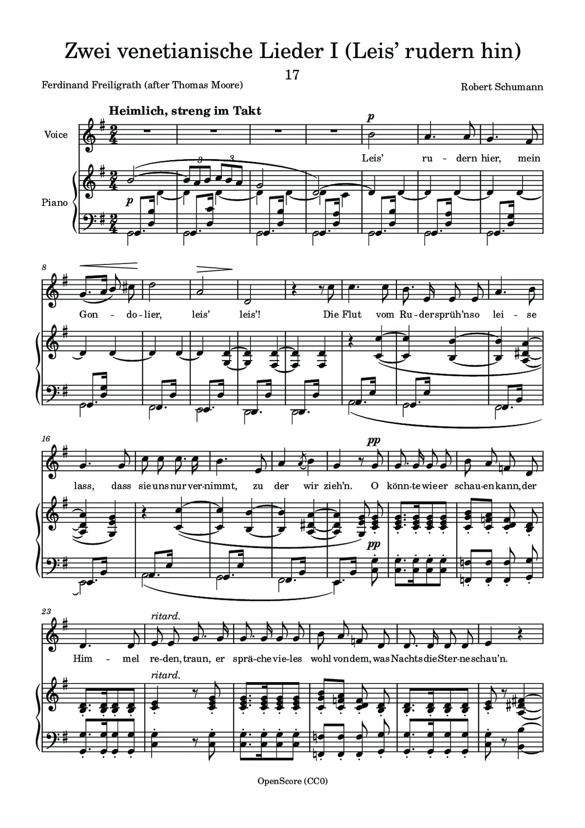 Zwei venetianische Lieder I (Leis’ rudern hin) - Page 1