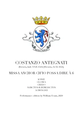 Missa Anchor ch'io possa dire à 6