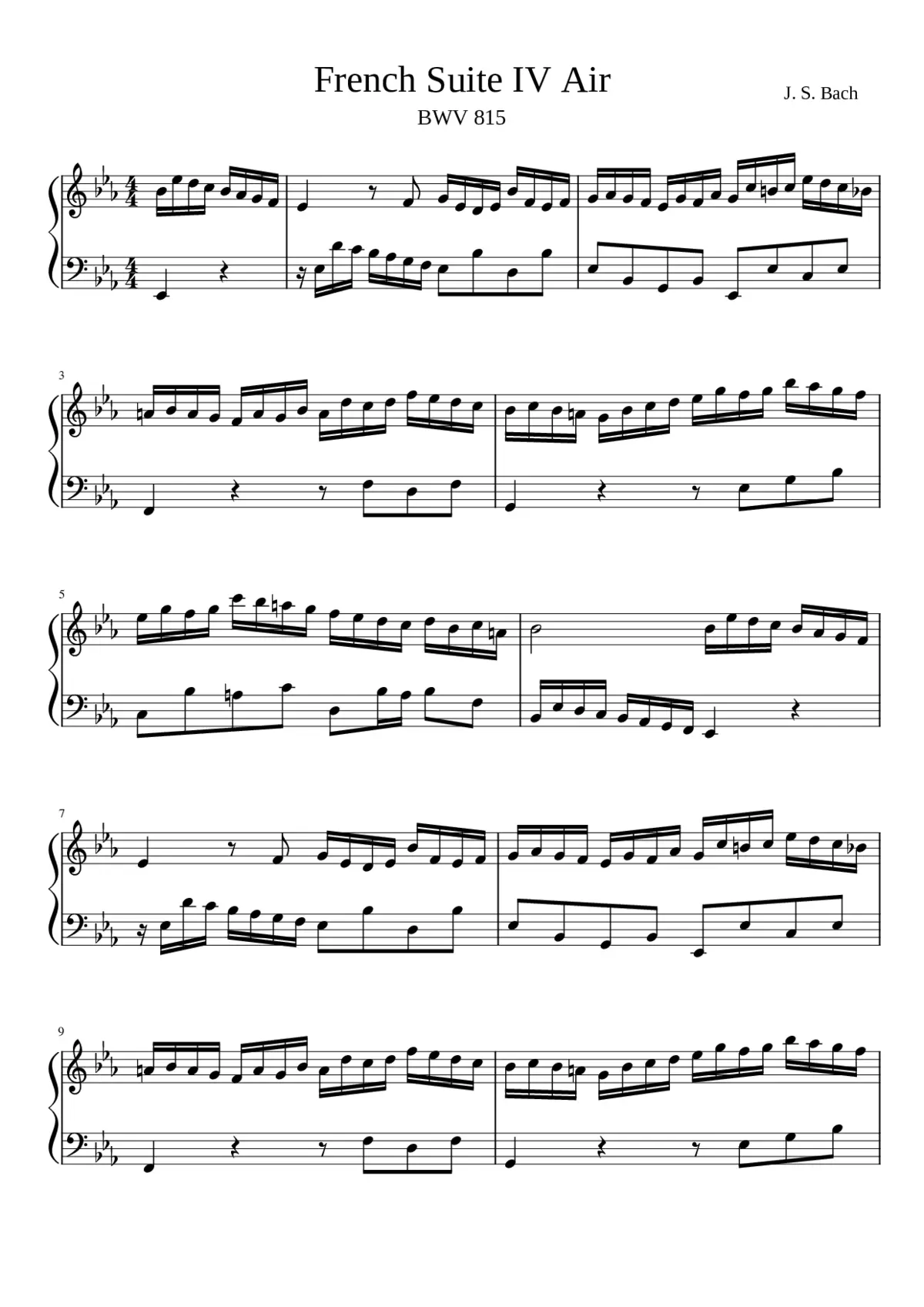 French Suite No.4 in E-flat major BWV 815 - Page 1