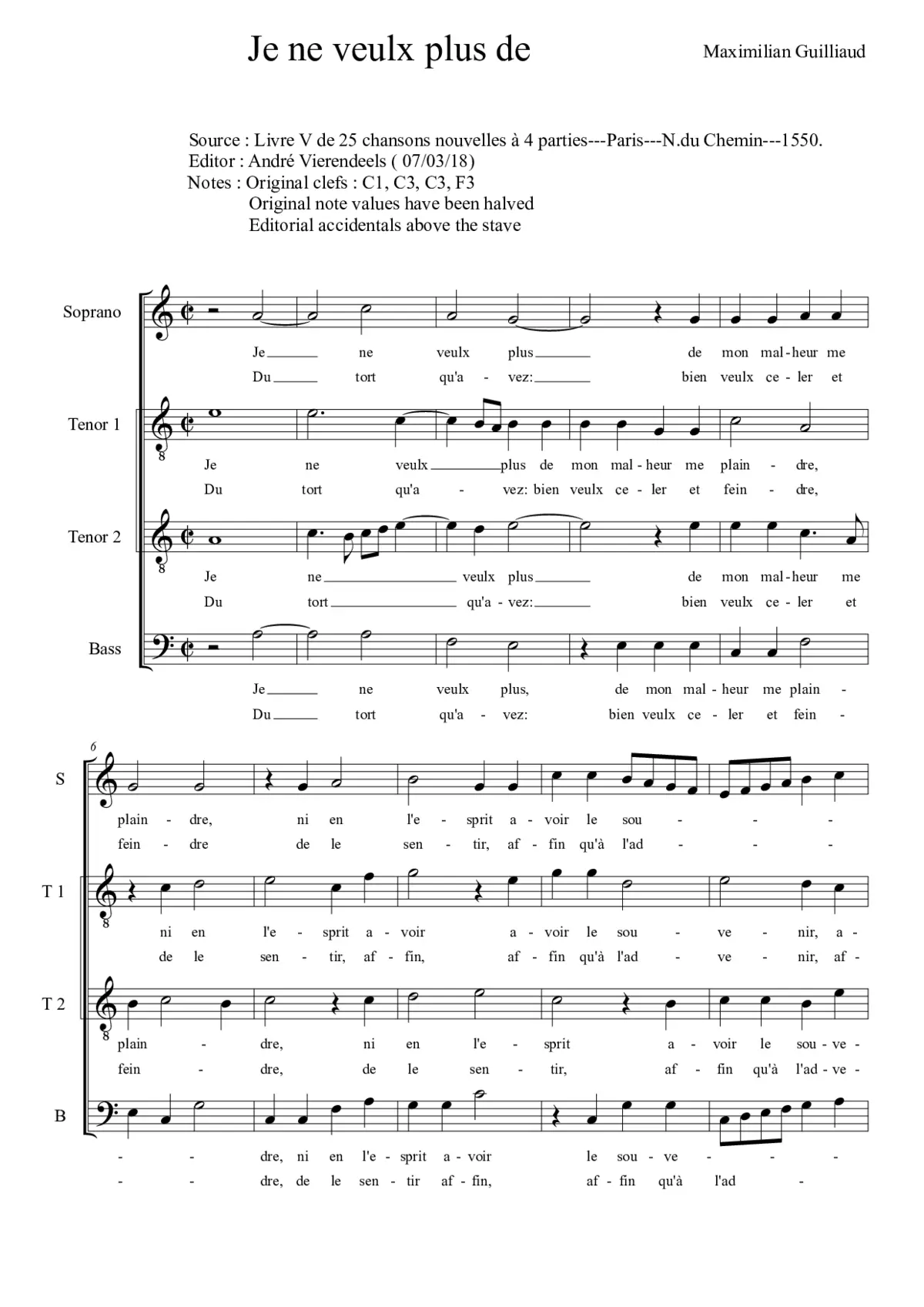 Je ne veulx plus - Page 1
