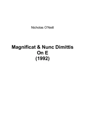 Magnificat & Nunc Dimittis on E
