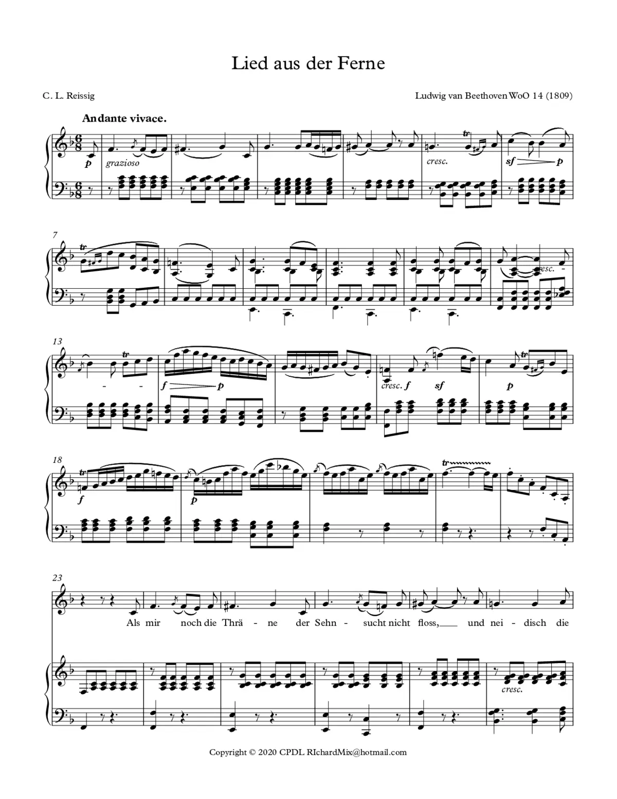 Lied aus der Ferne, WoO 137 - Page 1
