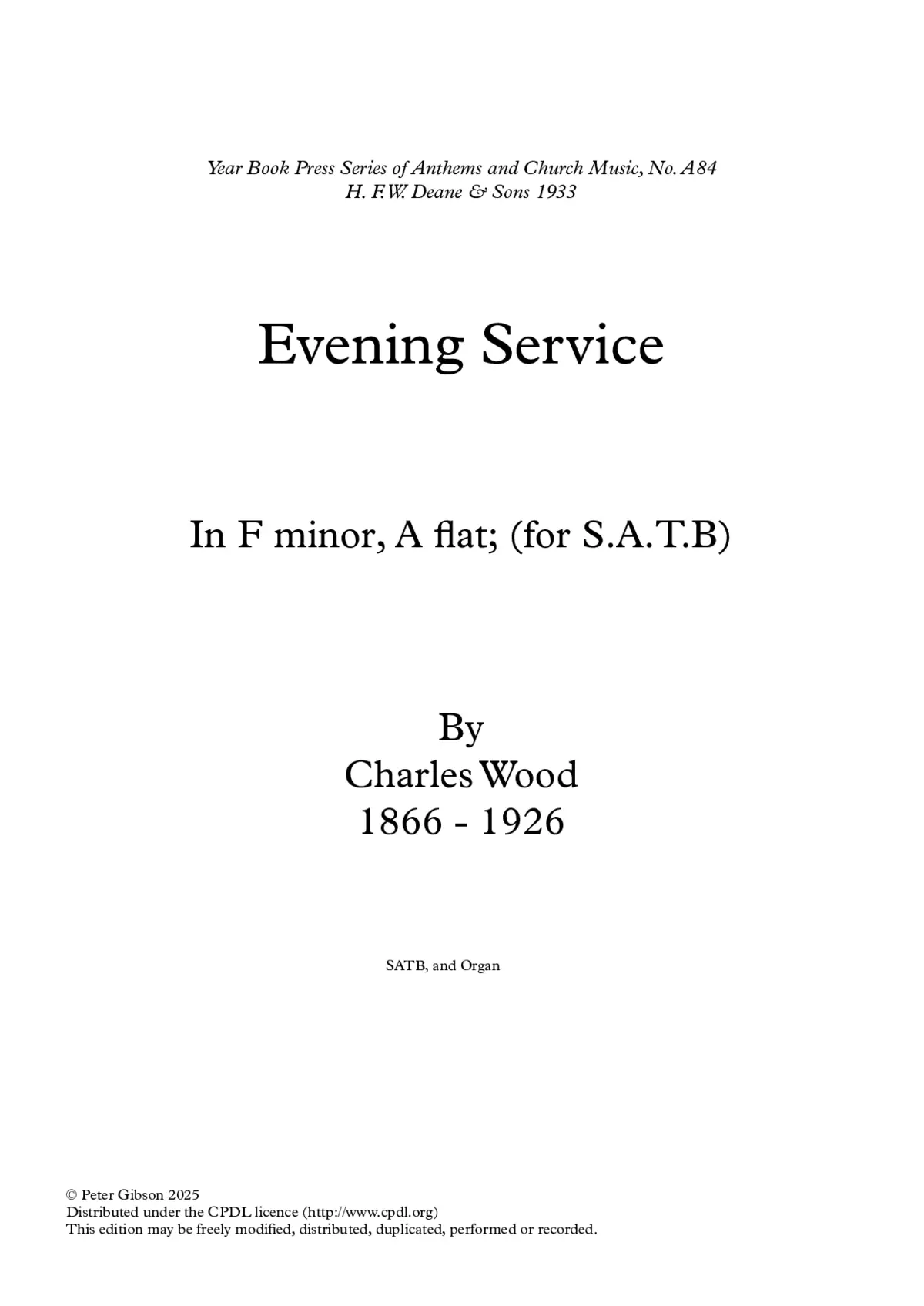Evening Service in F Minor – A Flat Major - Page 1