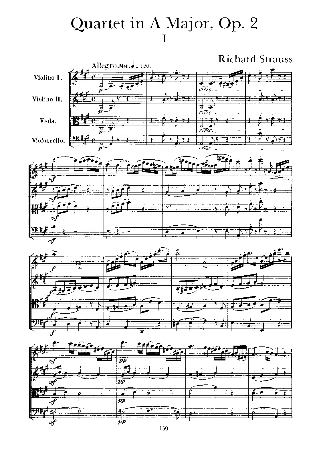 String Quartet in A major - Page 1