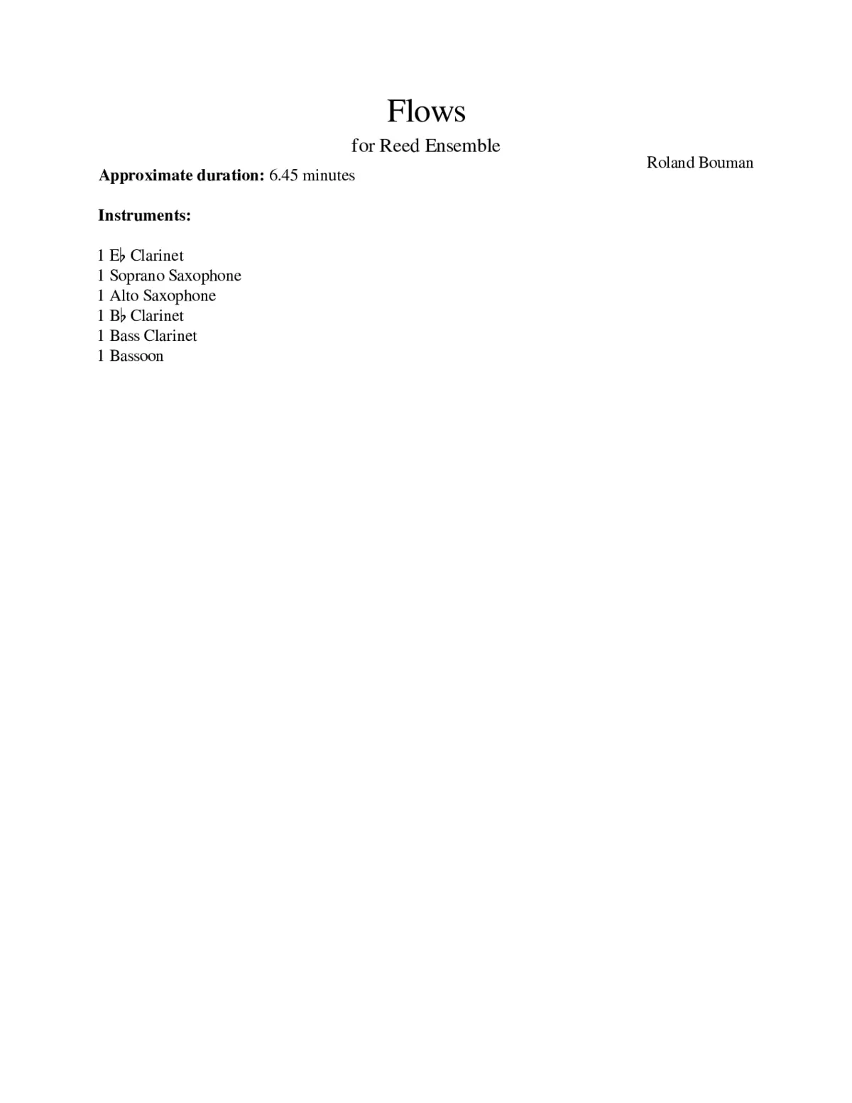 Flows (reed sextet version) - Page 1