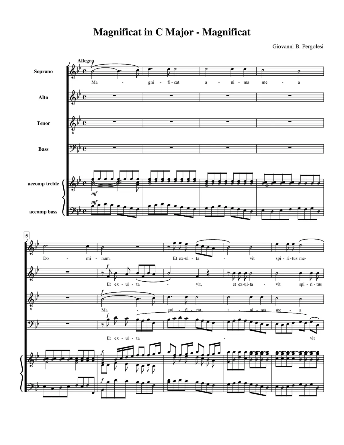 Magnificat a 4 in B flat - Page 1