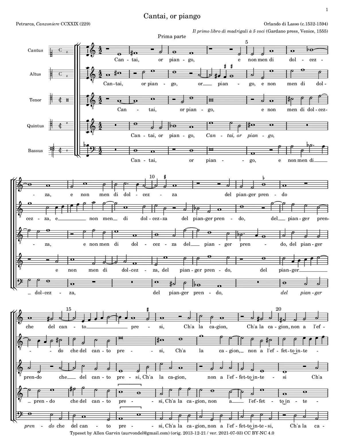Cantai, or piango - Page 1