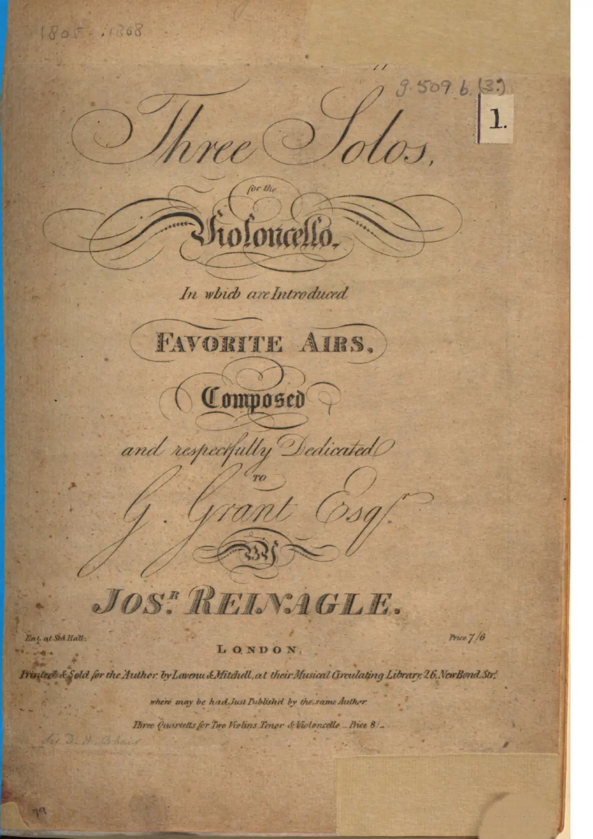 3 Cello Sonatas with Favorite Airs - Page 1