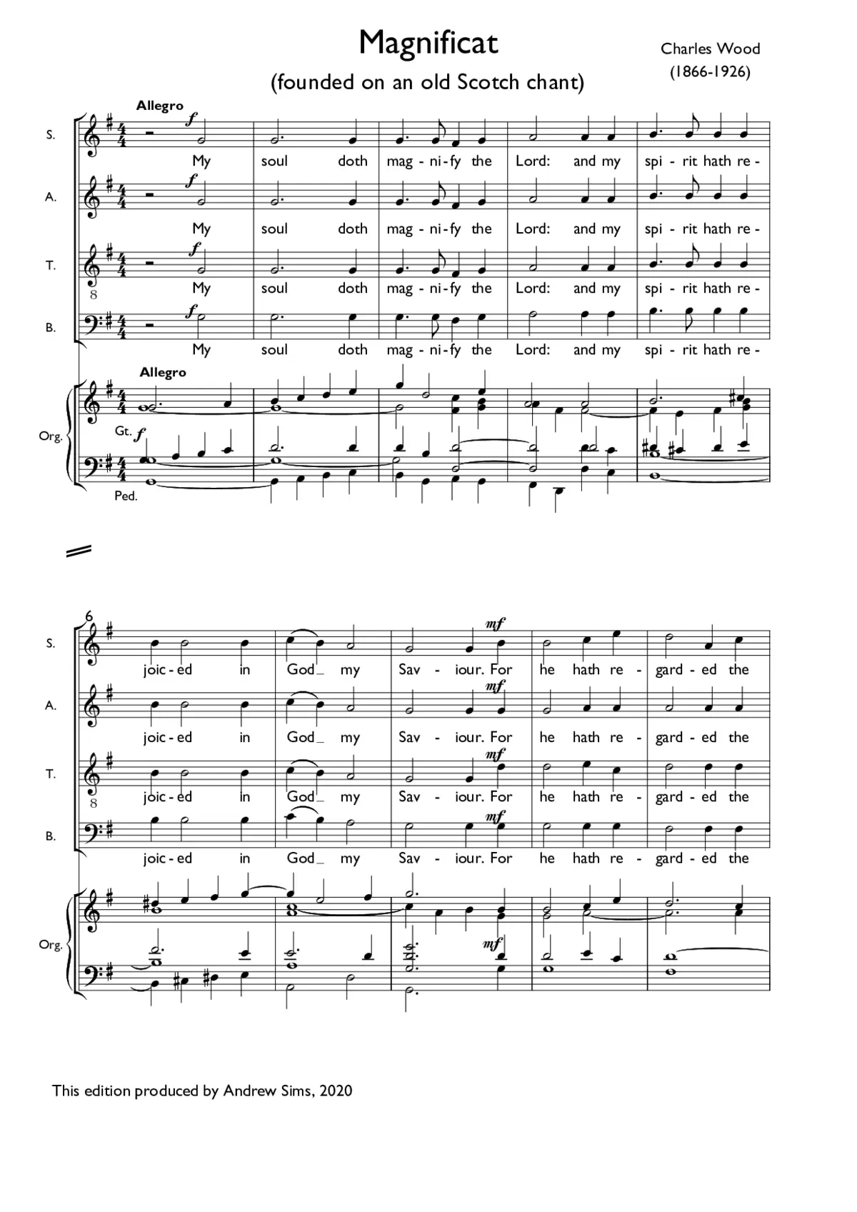 Magnificat and Nunc dimittis founded on an old Scotch chant - Page 1
