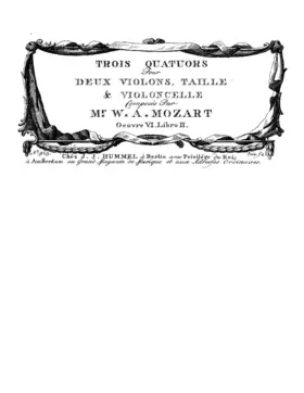 3 Quatuors pour deux violons, taille et violoncelle